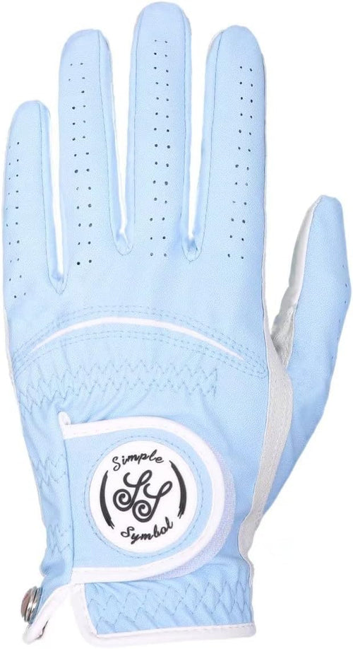 Men'S Golf Glove High Grade Leather Six Pack, Left Hand, Right Hand, Red/Blue/Navy Blue/Sky Blue/Coffee/Beige