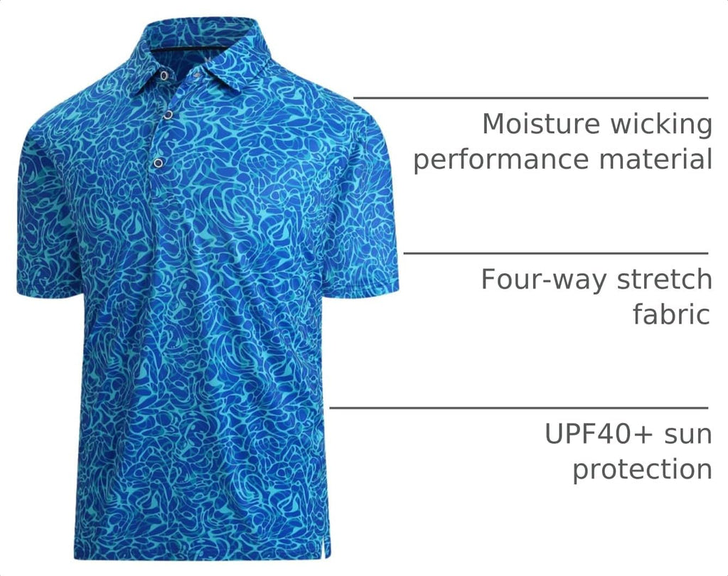 Premium Golf Shirts for Men Dry Fit Performance Polo Short Sleeve Collared Shirt