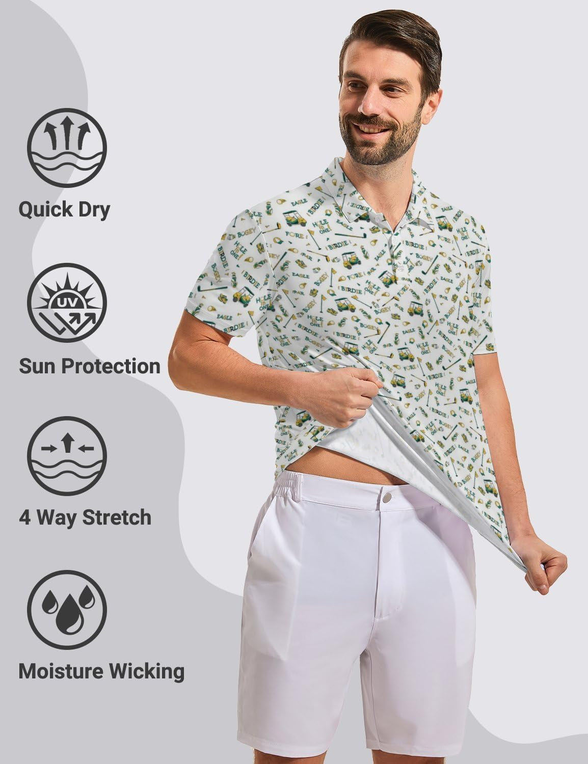 Golf Shirts for Men Moisture Wicking Golf Polo Shirts Quick Dry Short Sleeve Polo Shirts for Men