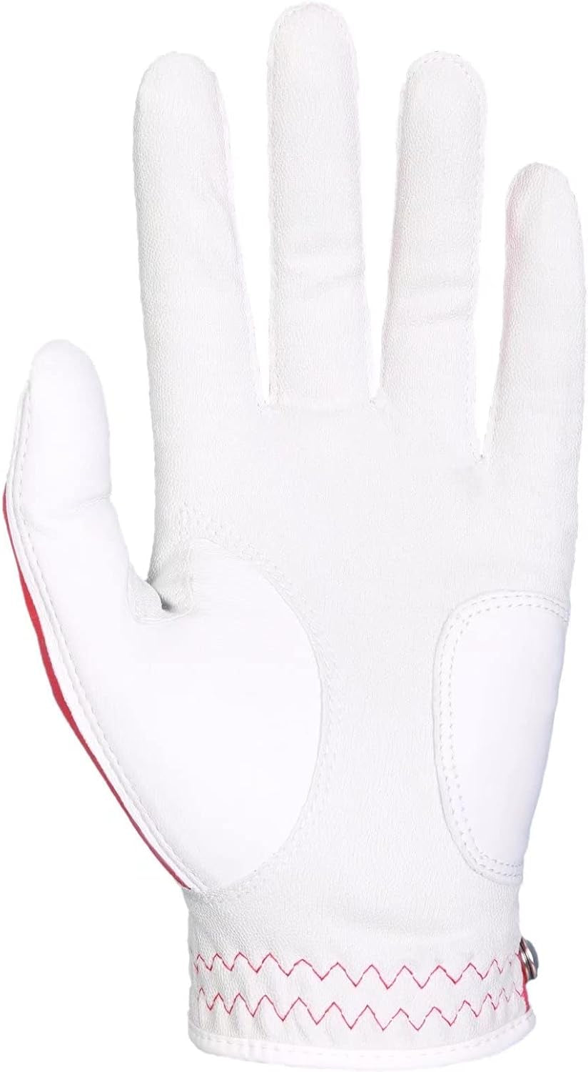 Men'S Golf Glove High Grade Leather Six Pack, Left Hand, Right Hand, Red/Blue/Navy Blue/Sky Blue/Coffee/Beige
