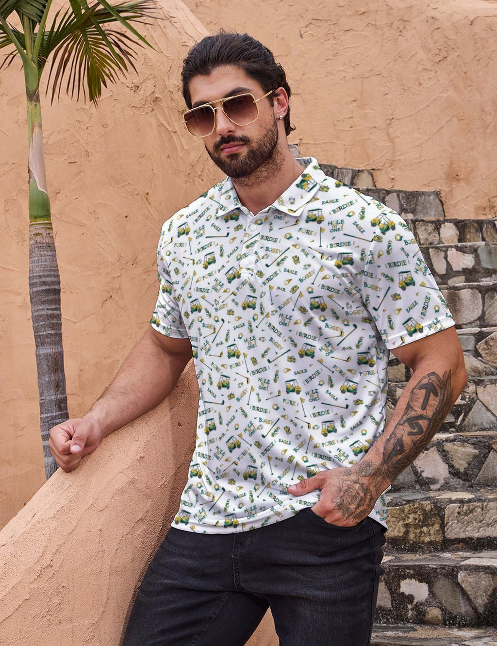 Golf Shirts for Men Moisture Wicking Golf Polo Shirts Quick Dry Short Sleeve Polo Shirts for Men