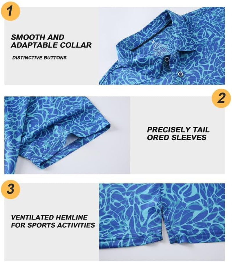 Premium Golf Shirts for Men Dry Fit Performance Polo Short Sleeve Collared Shirt