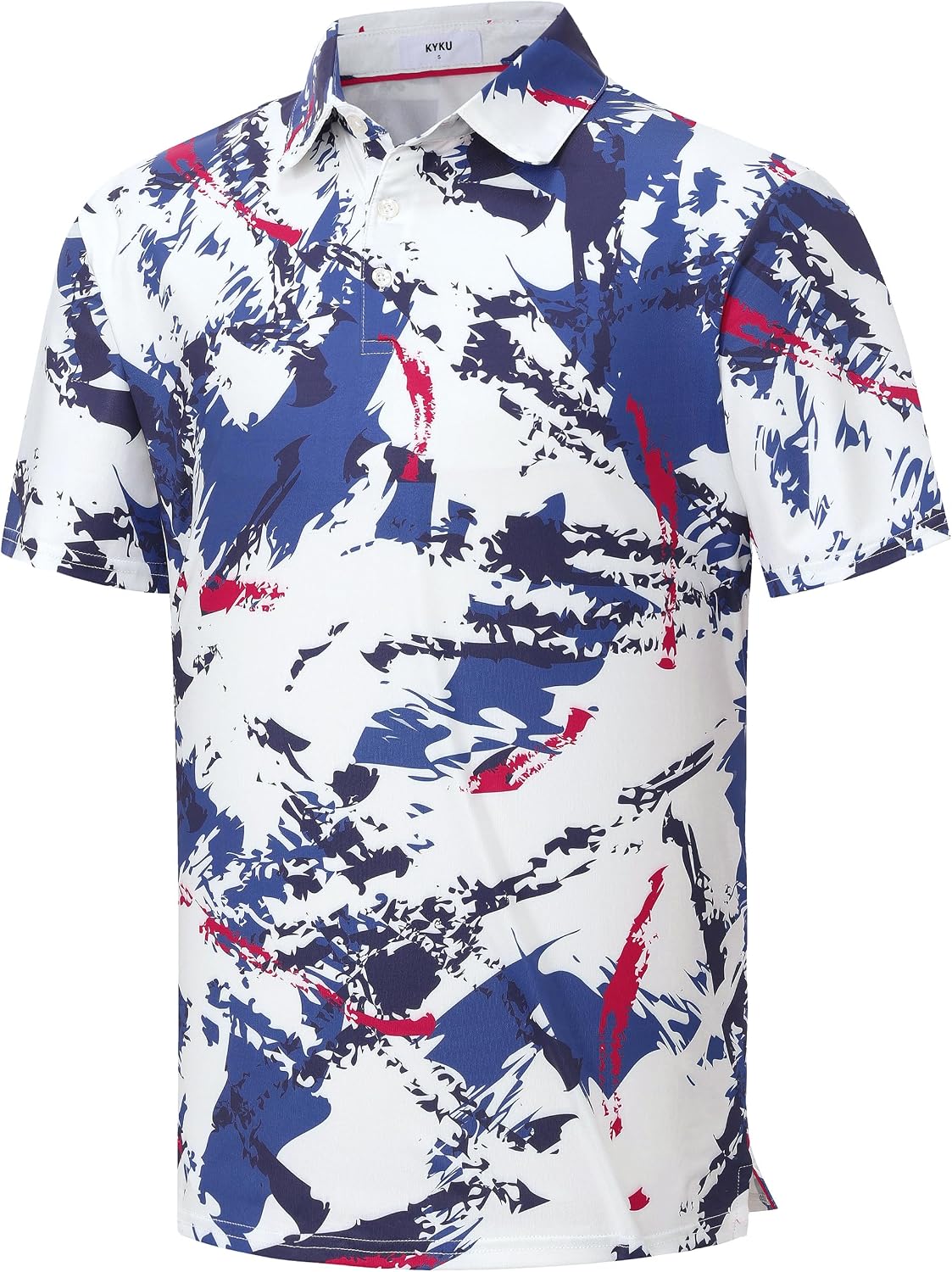 Mens Golf Shirts Dry Fit Short Sleeve Print Casual Athletic Polo Shirt
