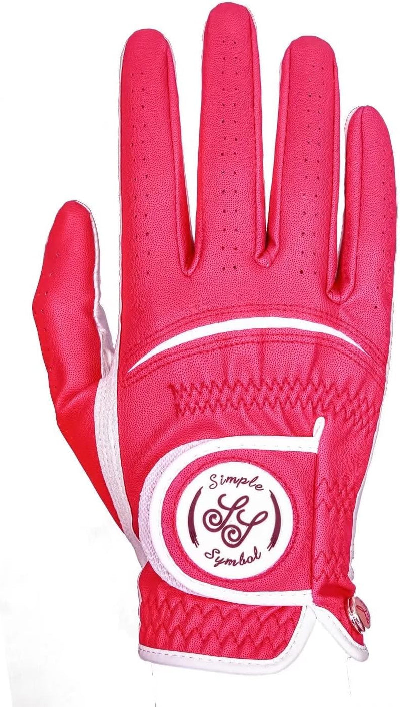 Men'S Golf Glove High Grade Leather Six Pack, Left Hand, Right Hand, Red/Blue/Navy Blue/Sky Blue/Coffee/Beige