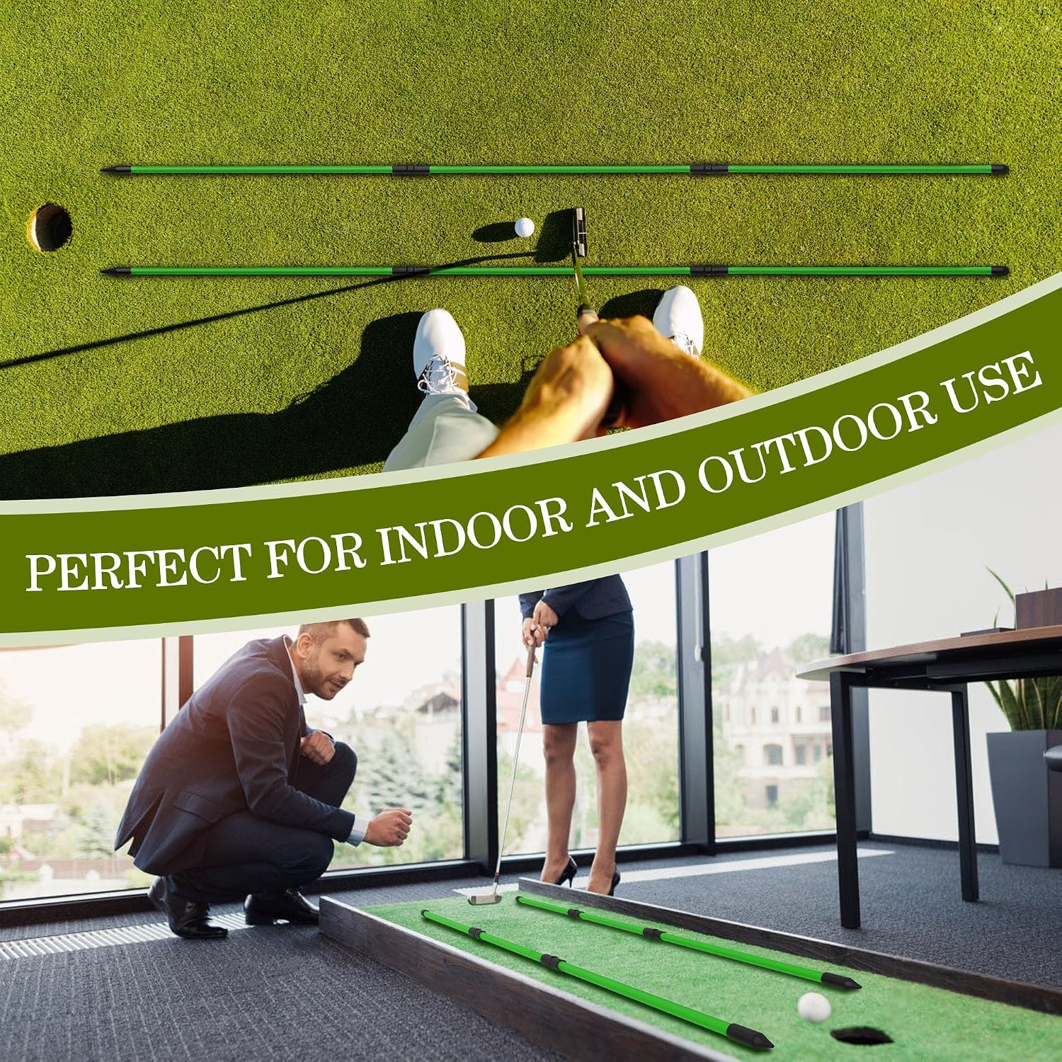 2 Pack 48" Golf Alignment Sticks,For Aiming,Putting,Swing