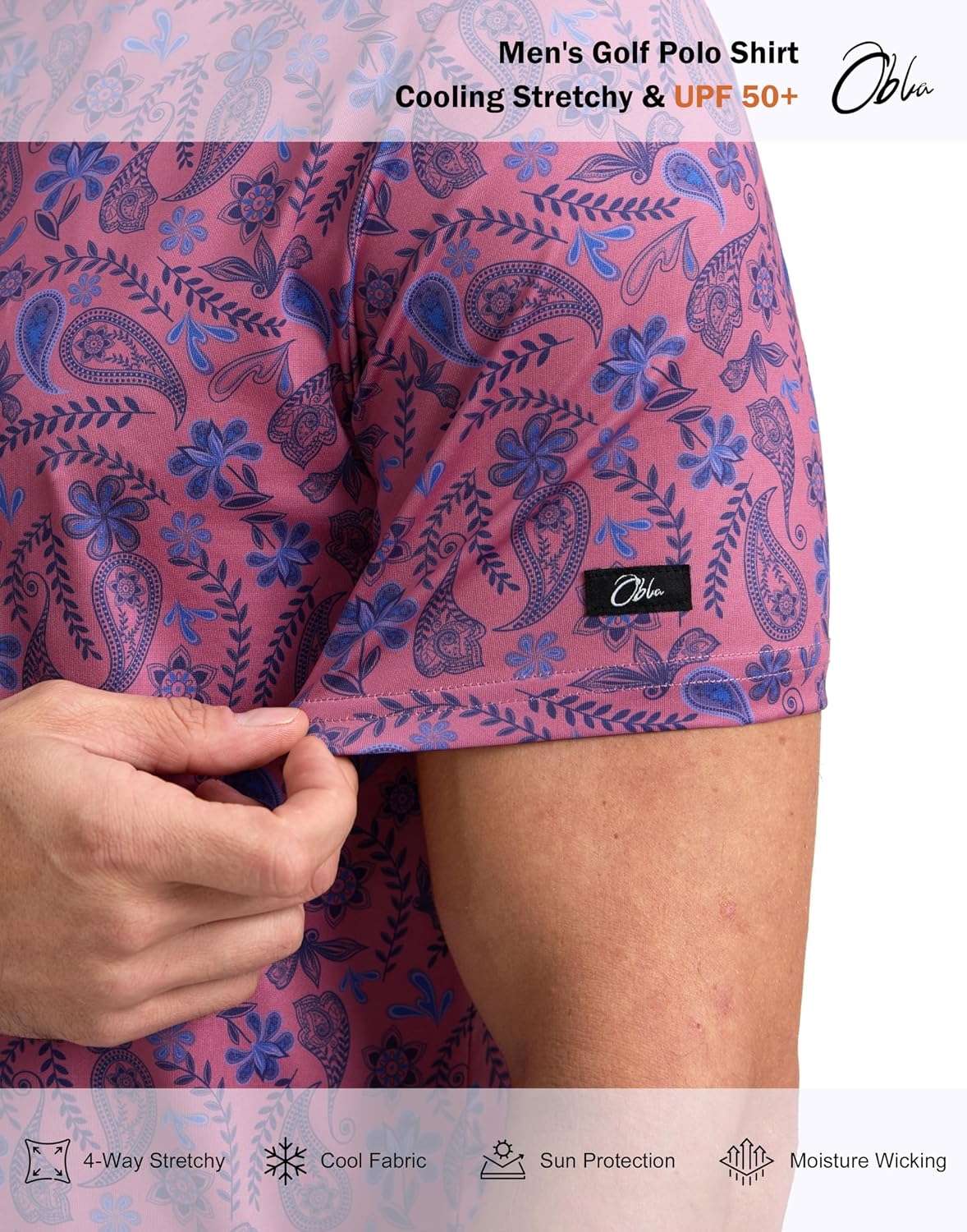 Men'S Golf Polo Shirts Print Short Sleeve Dry Fit Collared Shirt
