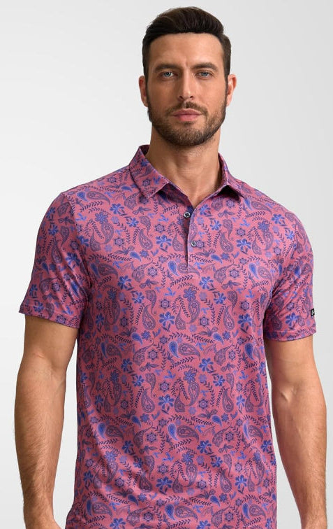 Men'S Golf Polo Shirts Print Short Sleeve Dry Fit Collared Shirt