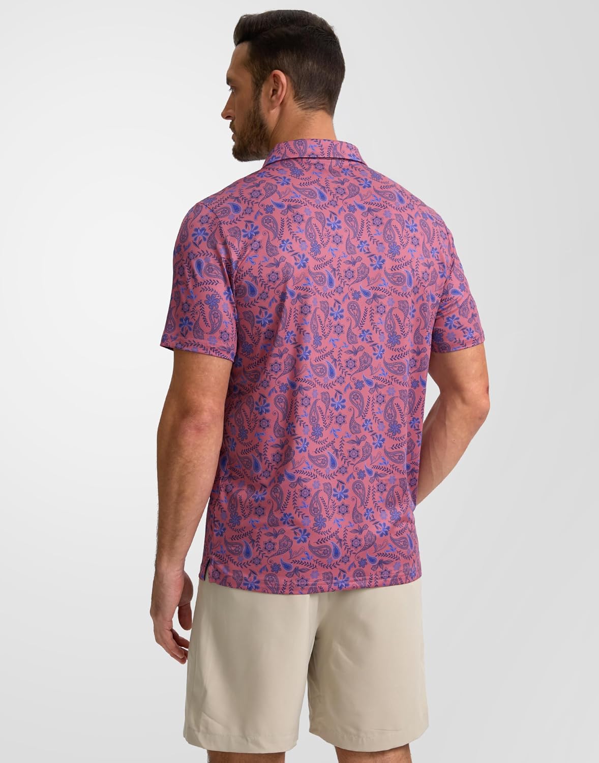 Men'S Golf Polo Shirts Print Short Sleeve Dry Fit Collared Shirt