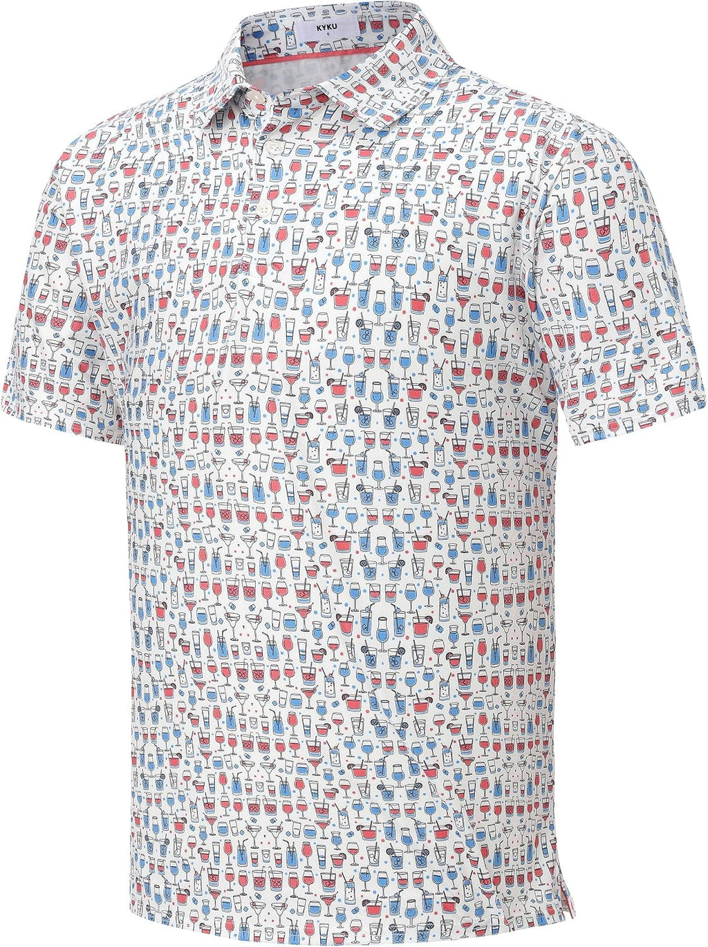 Mens Golf Shirts Dry Fit Short Sleeve Print Casual Athletic Polo Shirt