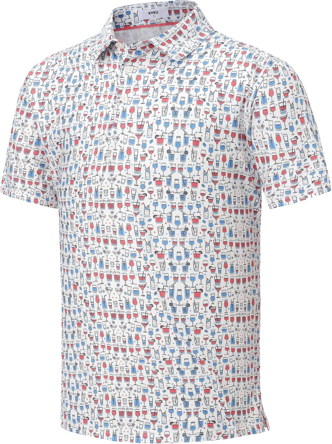 Mens Golf Shirts Dry Fit Short Sleeve Print Casual Athletic Polo Shirt
