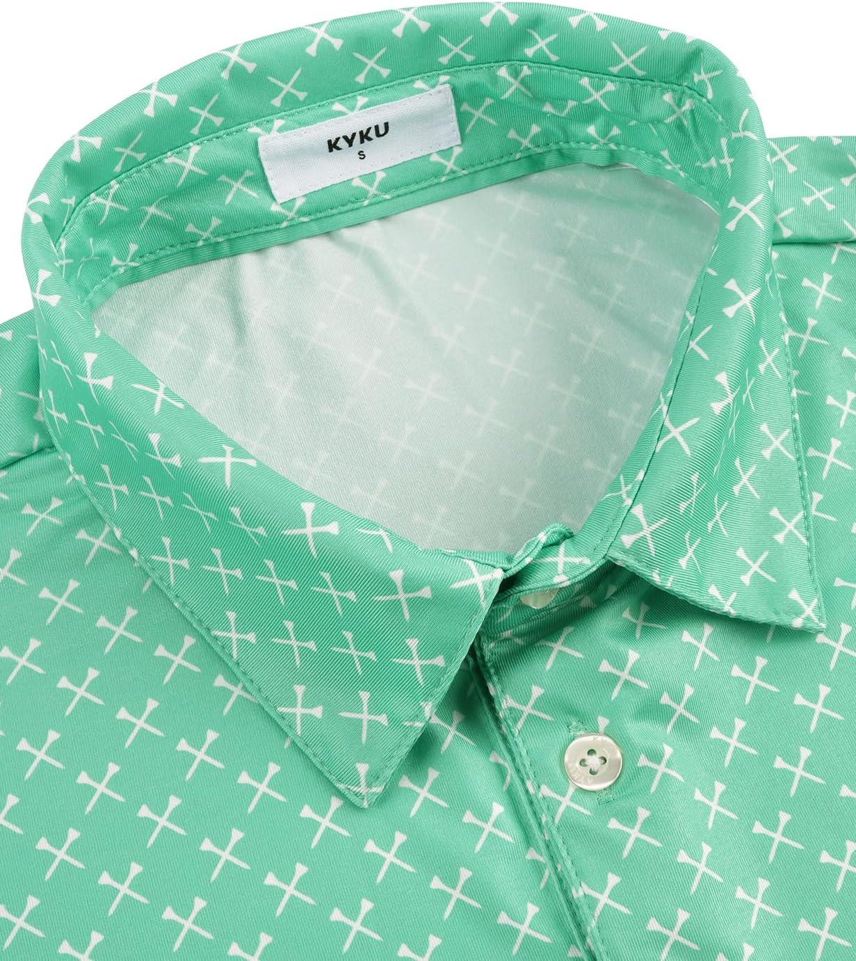 Mens Golf Shirts Dry Fit Short Sleeve Print Casual Athletic Polo Shirt