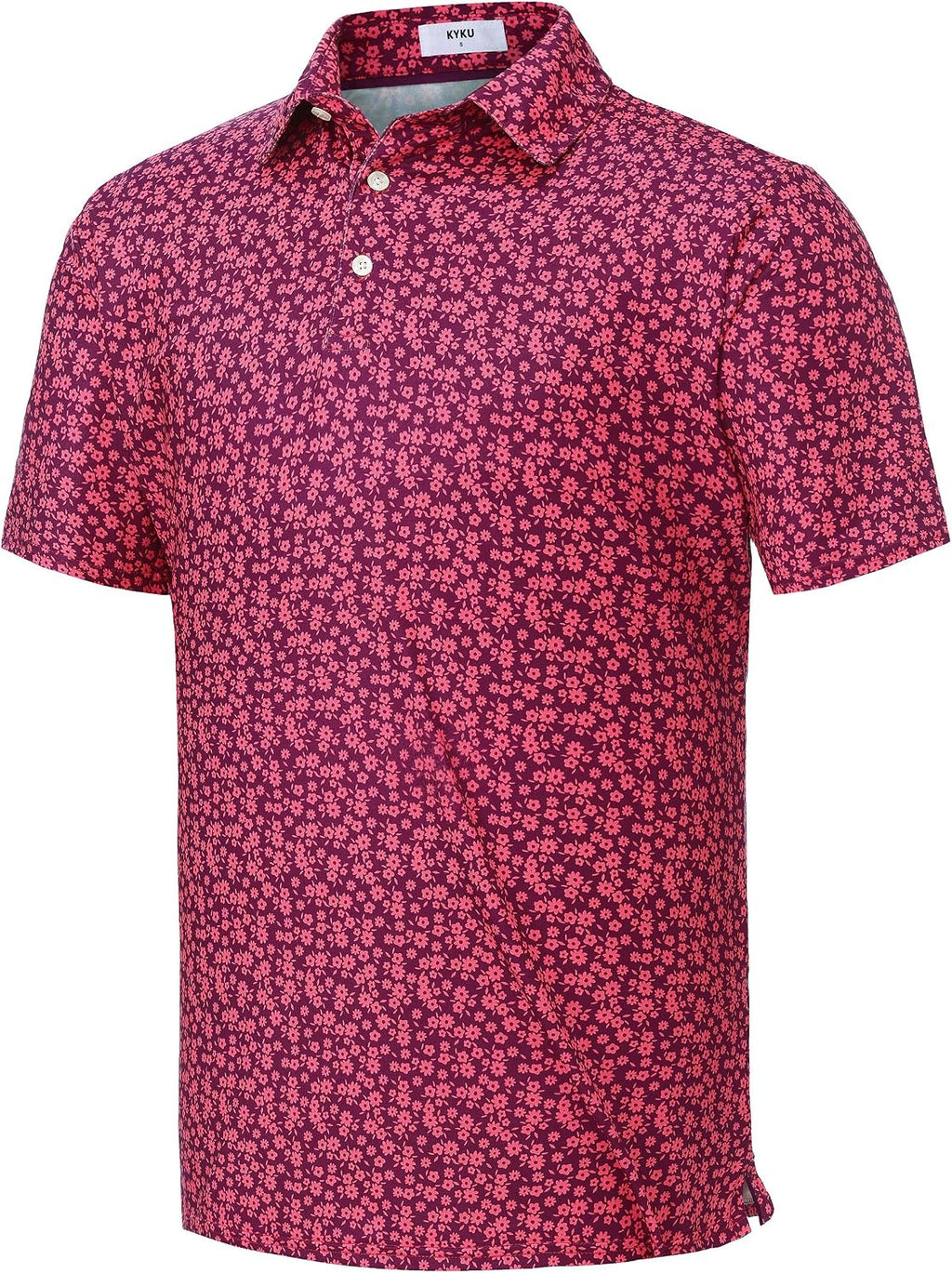 Mens Golf Shirts Dry Fit Short Sleeve Print Casual Athletic Polo Shirt