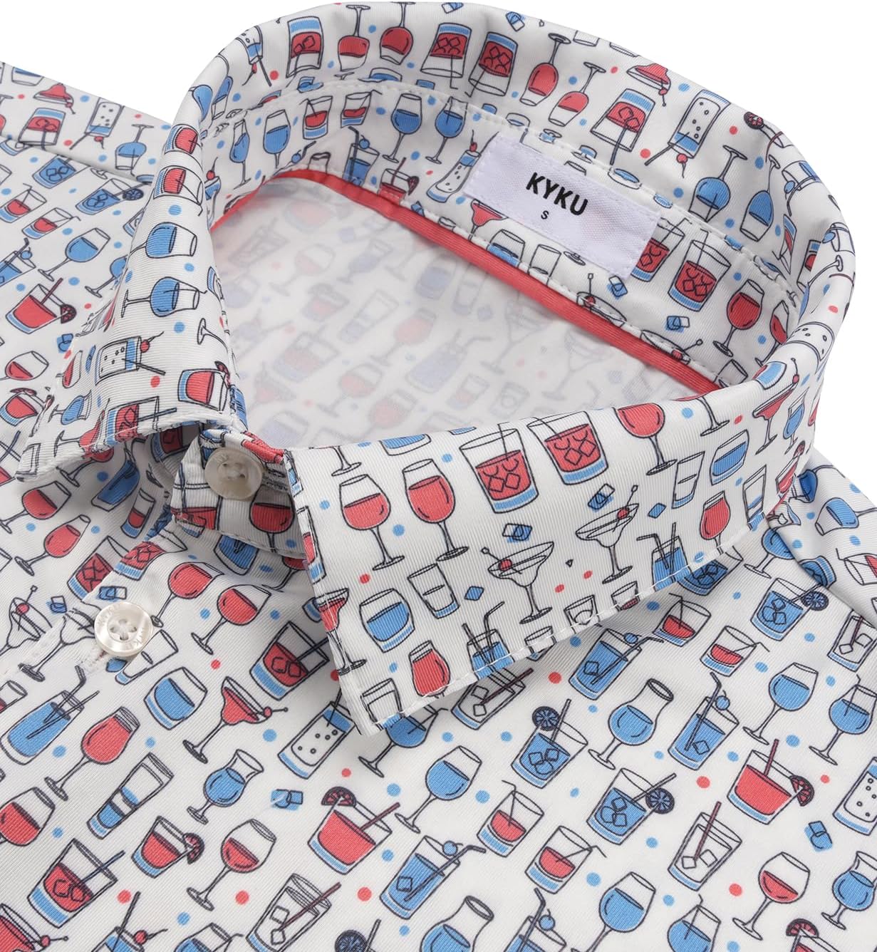 Mens Golf Shirts Dry Fit Short Sleeve Print Casual Athletic Polo Shirt