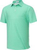 Mens Golf Shirts Dry Fit Short Sleeve Print Casual Athletic Polo Shirt