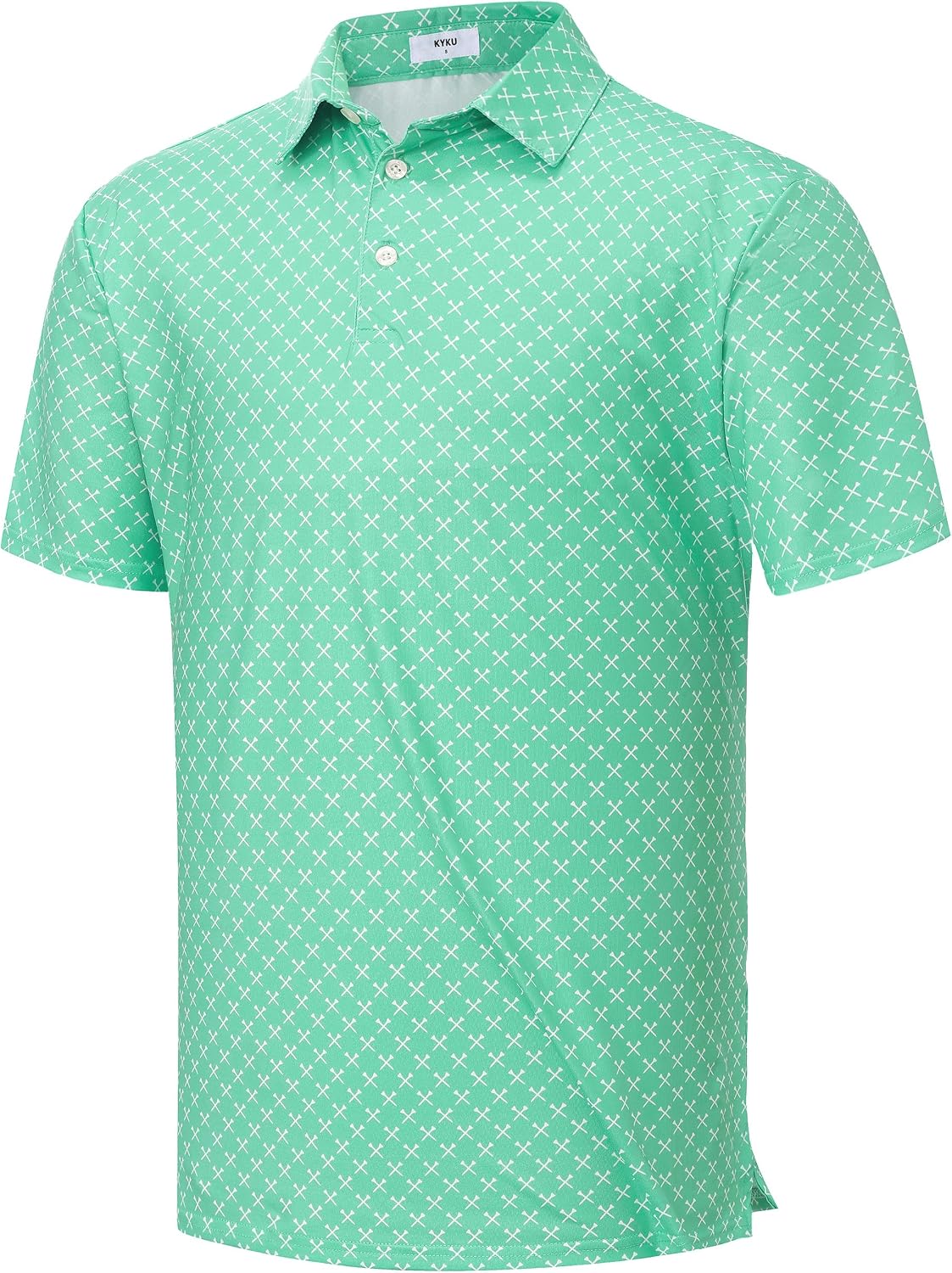 Mens Golf Shirts Dry Fit Short Sleeve Print Casual Athletic Polo Shirt
