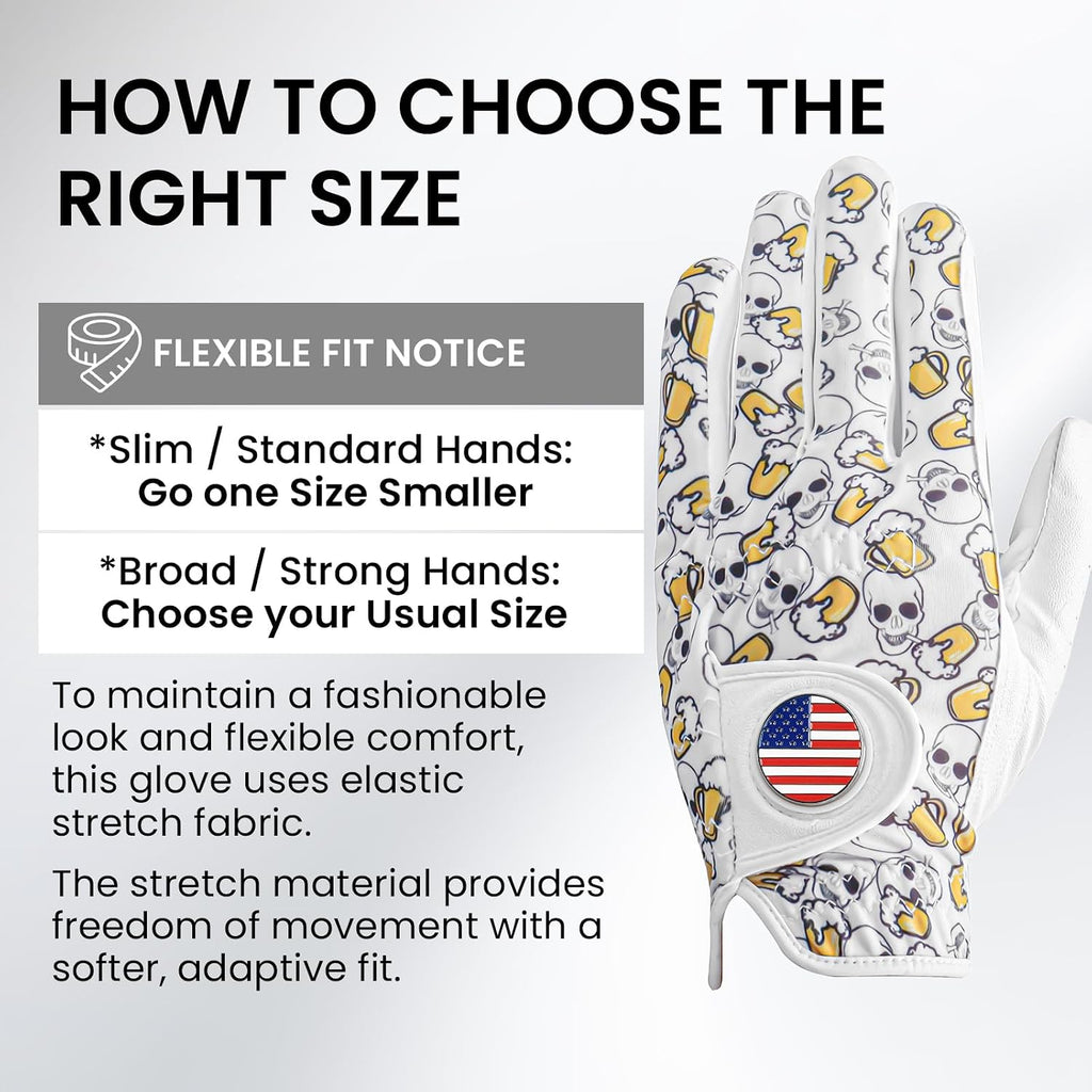 Stylish Golf Gloves Men with Ball Marker