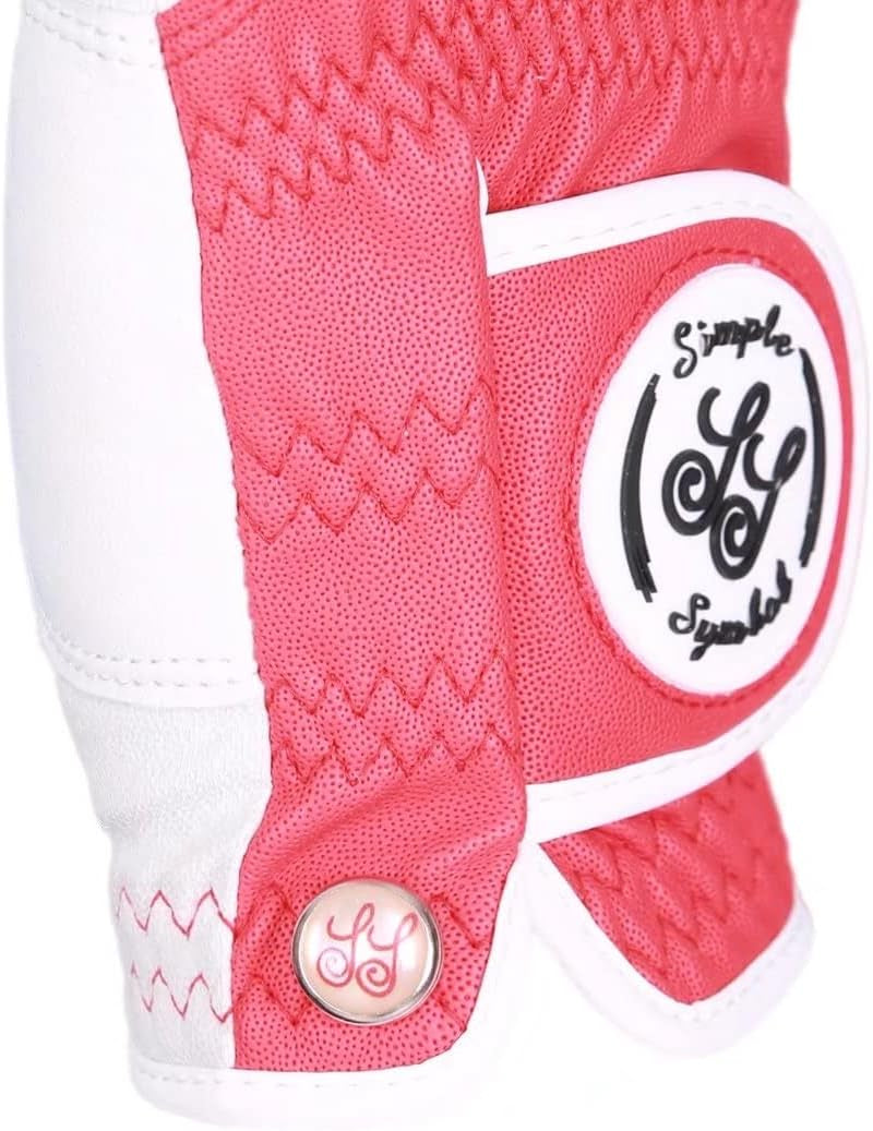 Men'S Golf Glove High Grade Leather Six Pack, Left Hand, Right Hand, Red/Blue/Navy Blue/Sky Blue/Coffee/Beige
