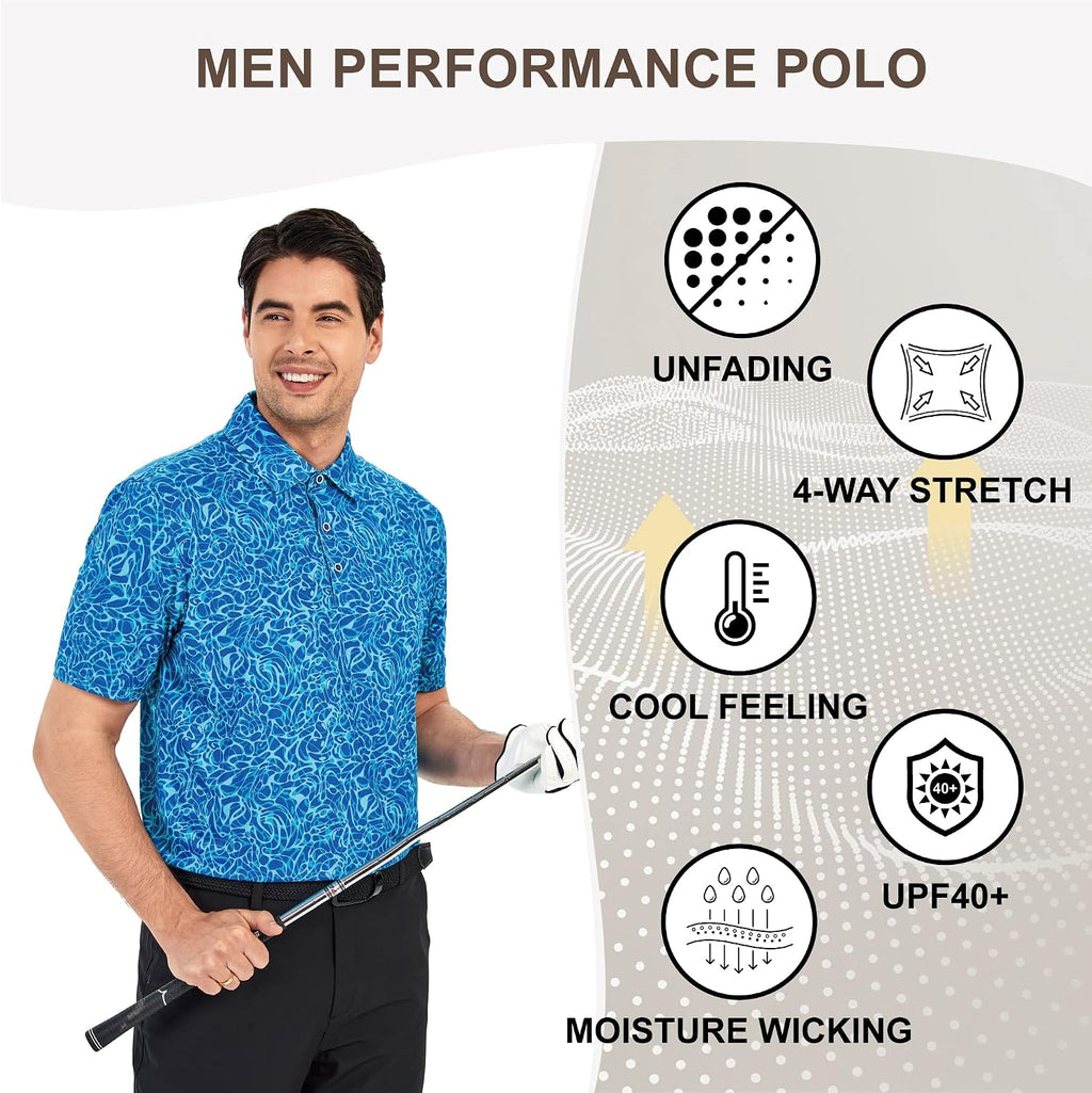 Premium Golf Shirts for Men Dry Fit Performance Polo Short Sleeve Collared Shirt