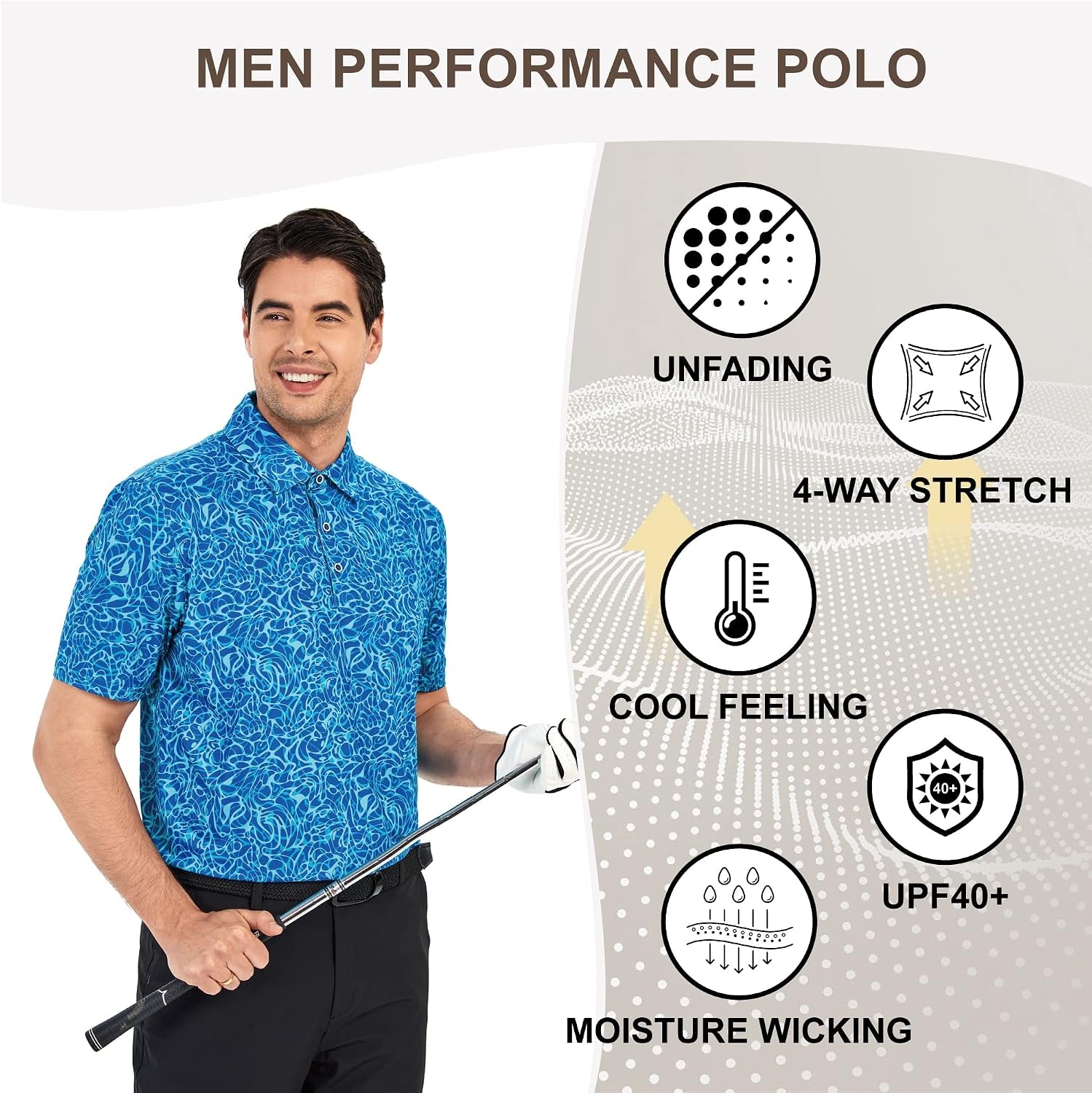Premium Golf Shirts for Men Dry Fit Performance Polo Short Sleeve Collared Shirt