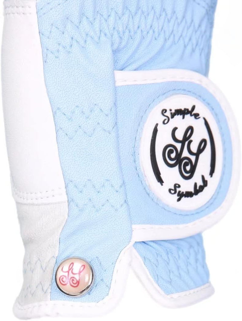 Men'S Golf Glove High Grade Leather Six Pack, Left Hand, Right Hand, Red/Blue/Navy Blue/Sky Blue/Coffee/Beige